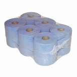 6x  Blaue Reinigungspapierrollen