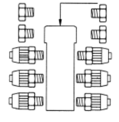 6 fach Verteiler Block für 4x6 Schläuche