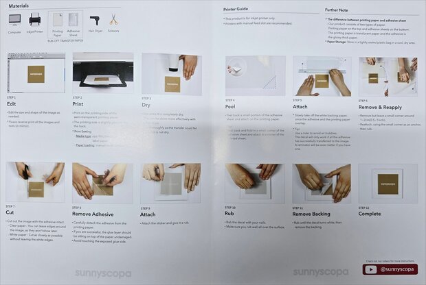 Rub-On Transfer Paper transparant incl Adhesive Sheet